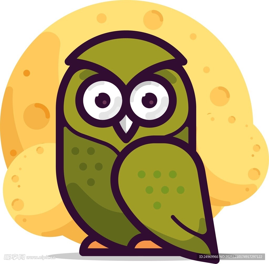 可爱绿猫头鹰卡通形象