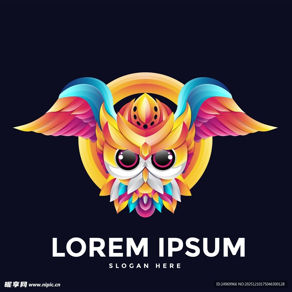 彩色猫头鹰标志设计