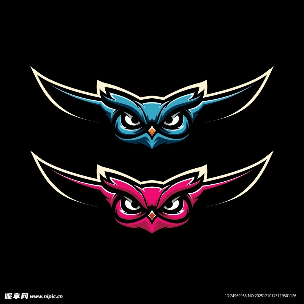 双色蝙蝠头像设计