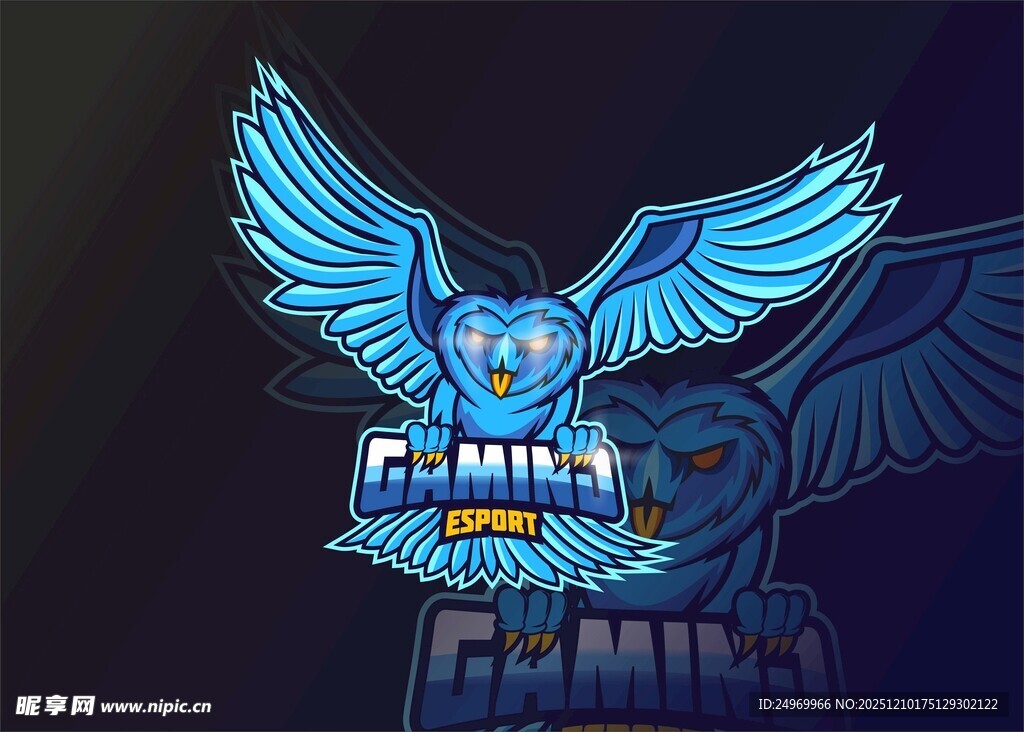 蓝色火焰电竞猫头鹰标志