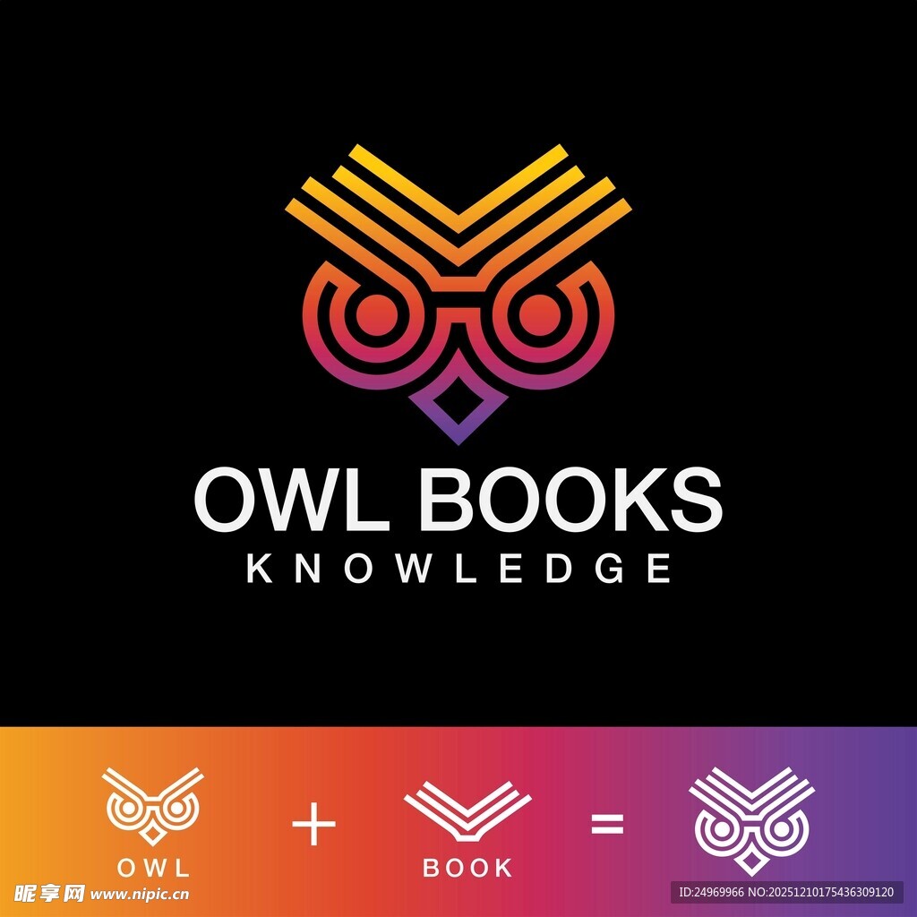 猫头鹰书籍知识标志设计