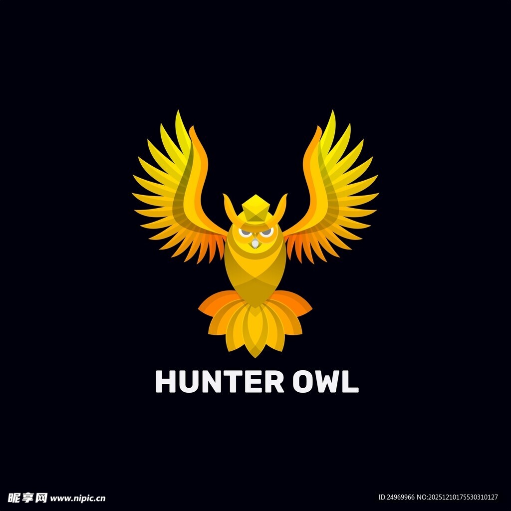 金色猎鹰猫头鹰标志设计