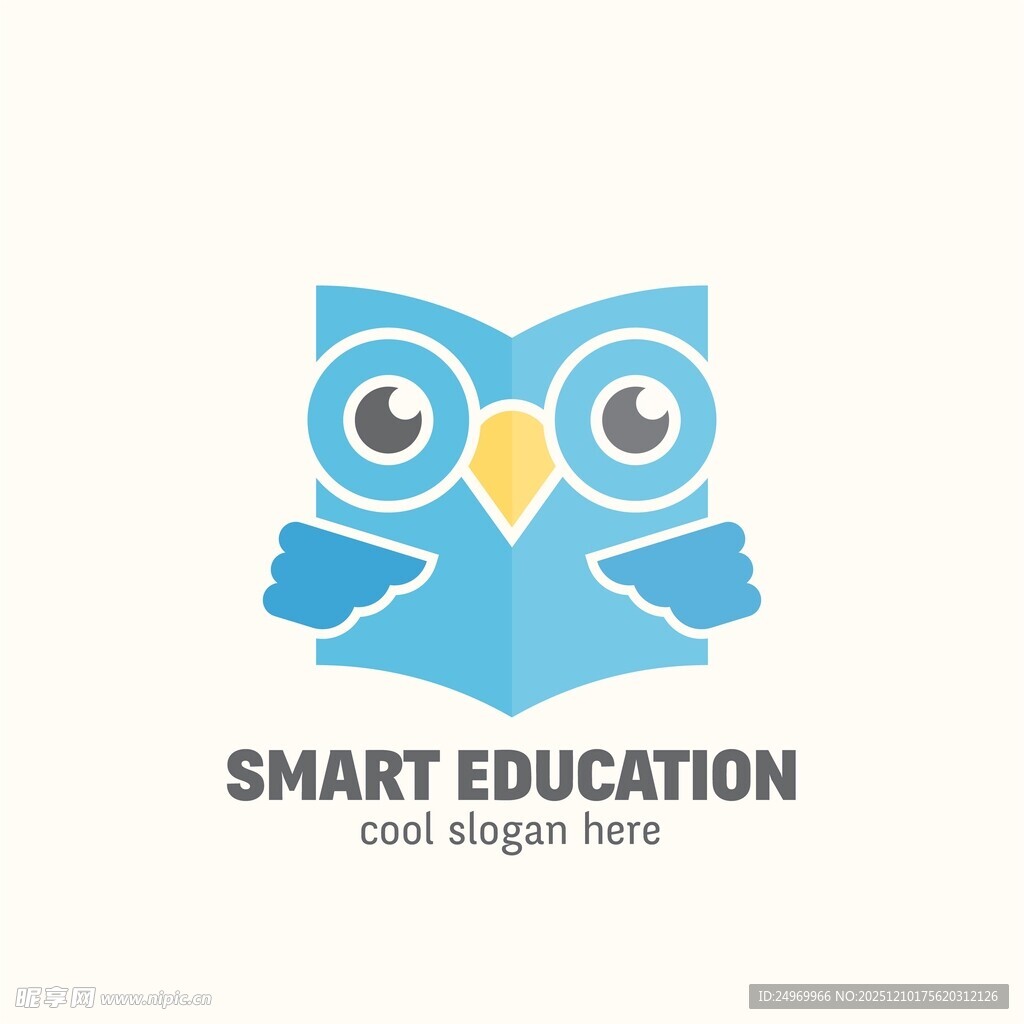 智能教育猫头鹰标志设计