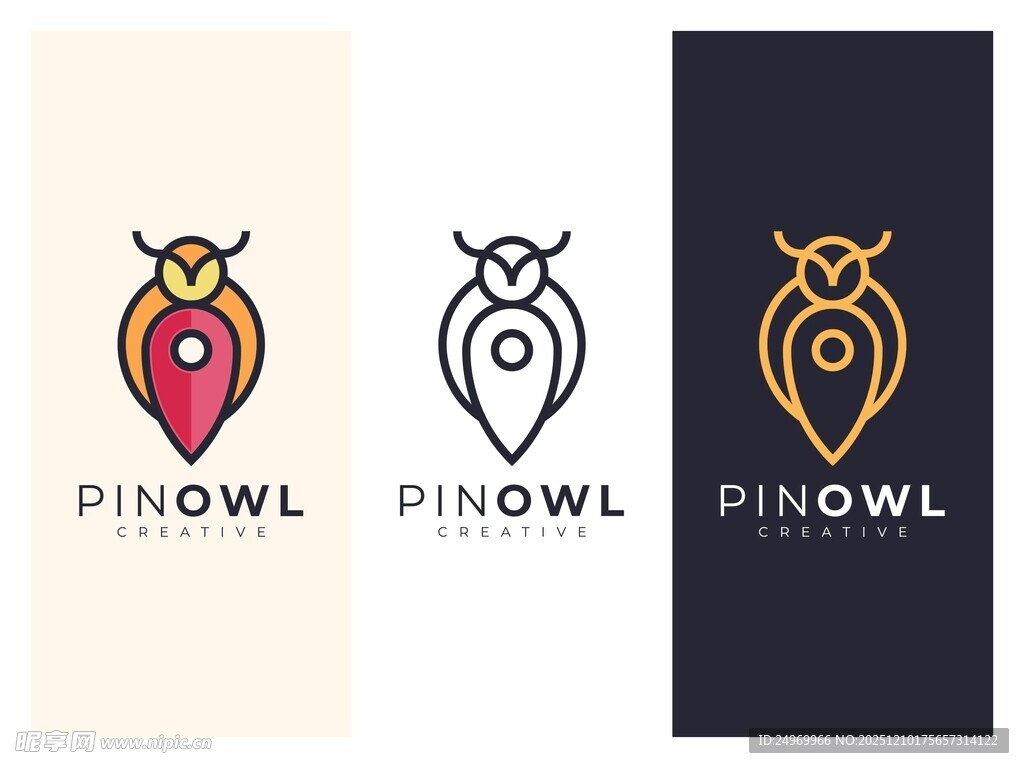 猫头鹰品牌标志设计示例