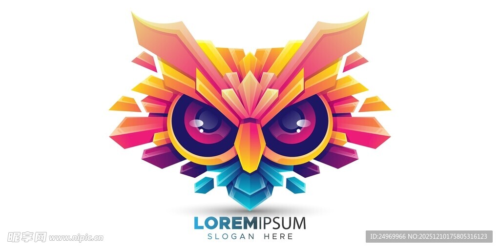 多彩抽象猫头鹰图案设计