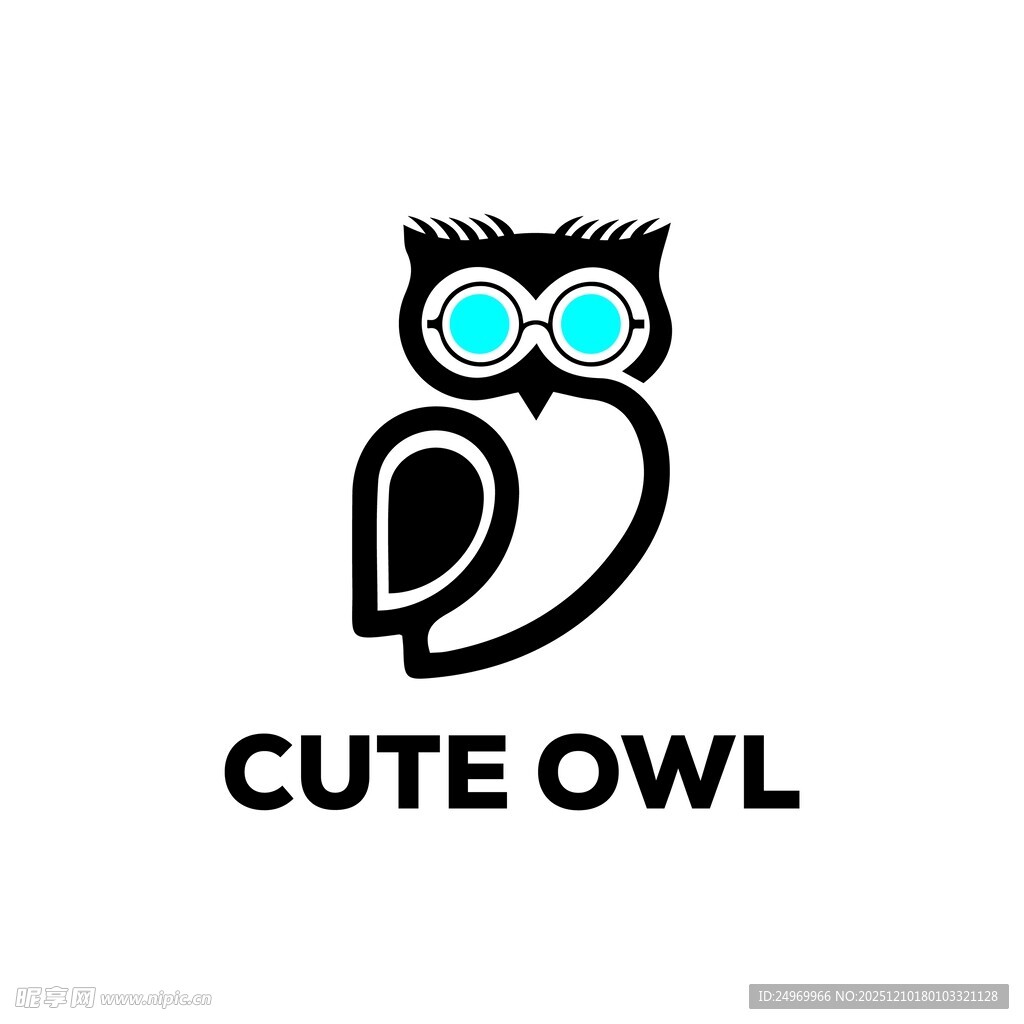 可爱猫头鹰标志设计