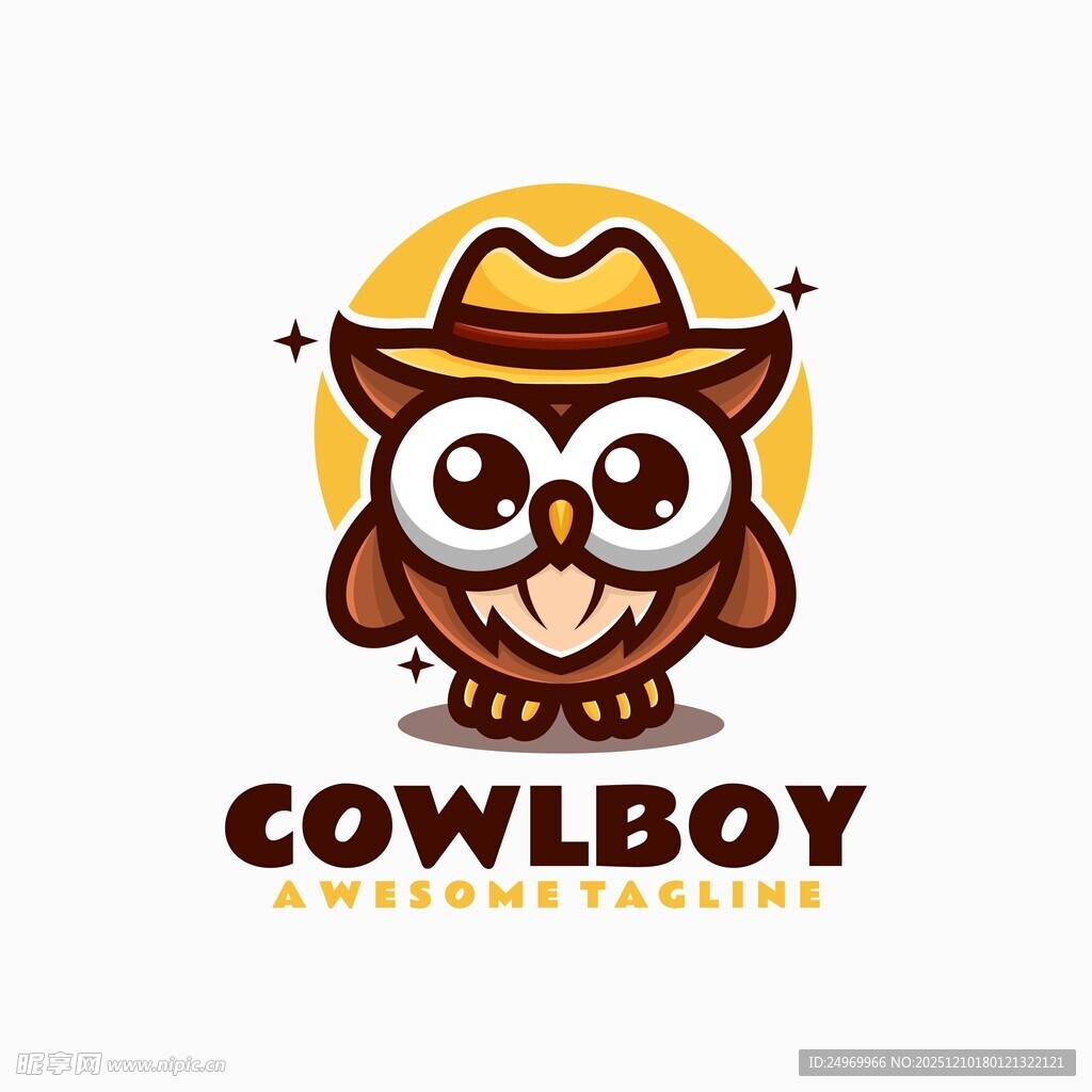 牛仔猫头鹰标志设计