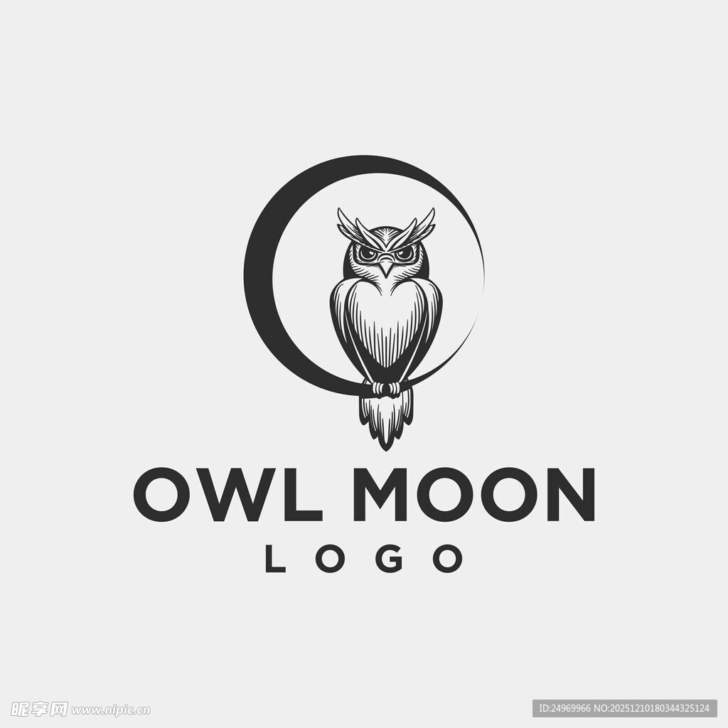 猫头鹰月亮标志设计
