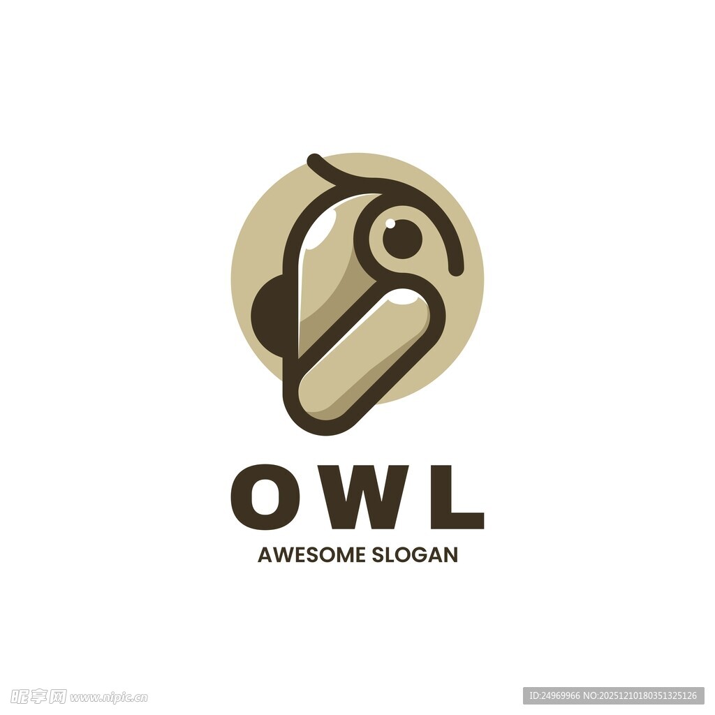 猫头鹰主题简约标志设计