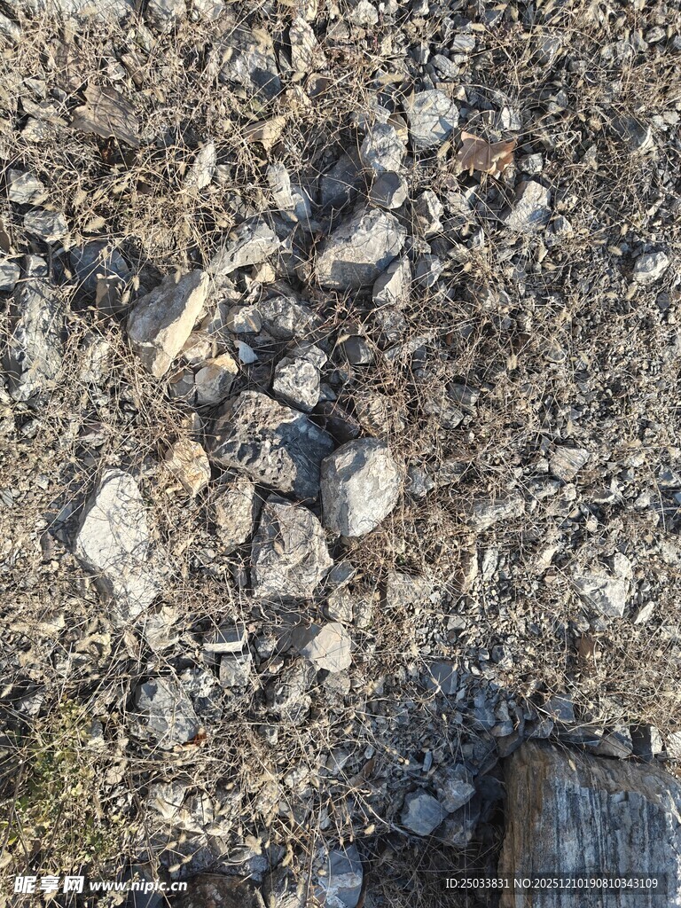 地面上排列的碎石块
