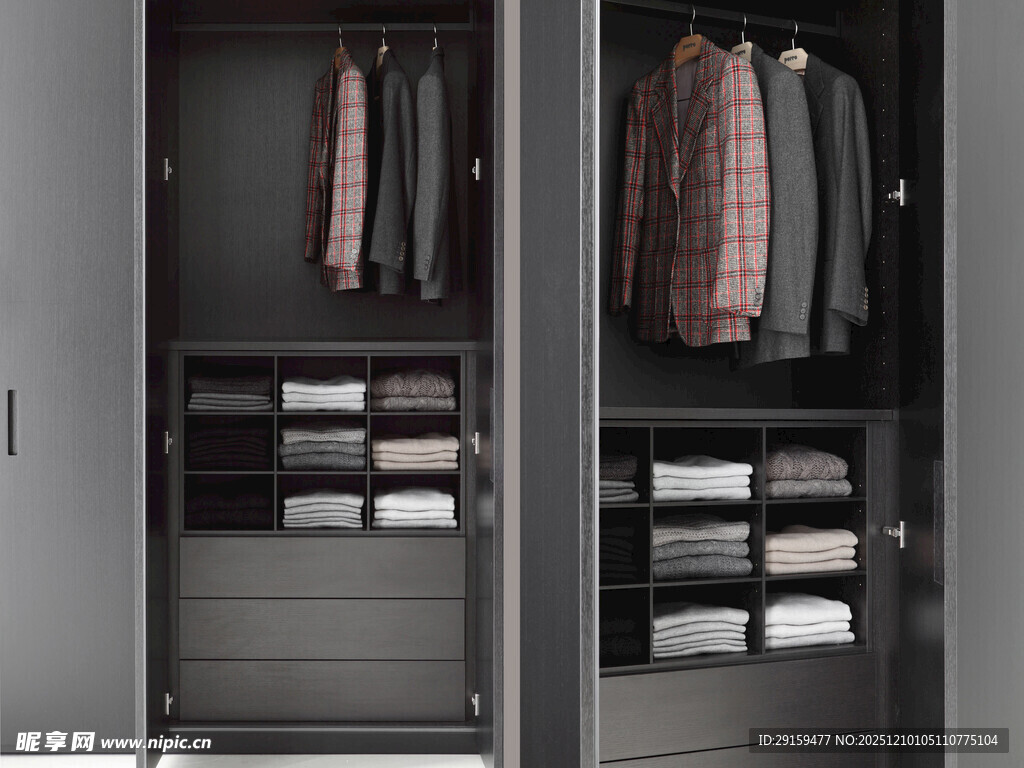 现代简约风格衣柜内部展示