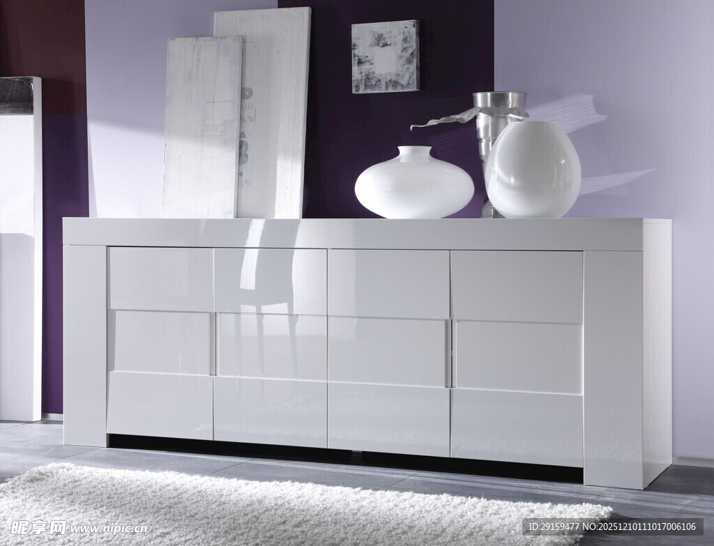 现代简约白色储物柜