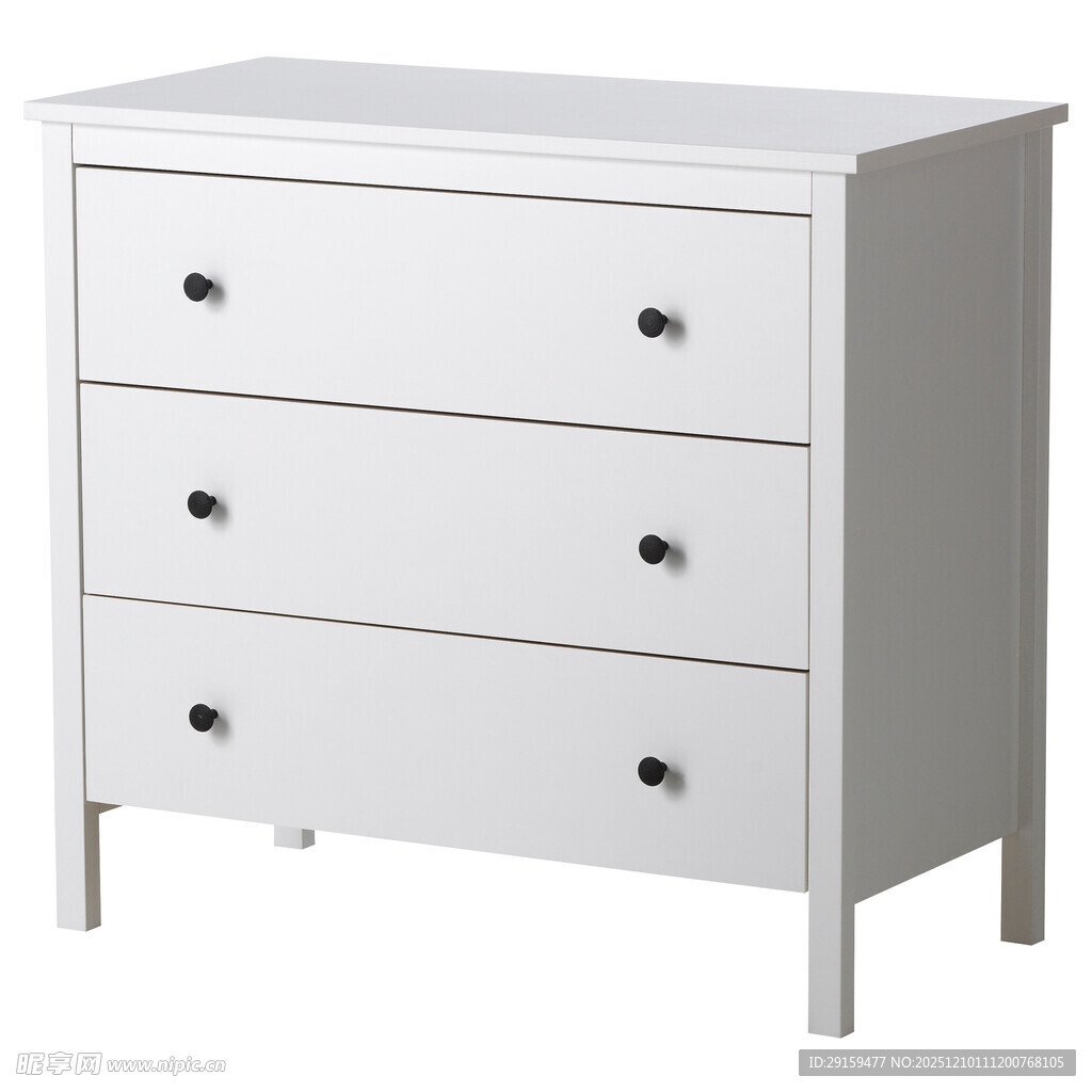 白色三抽屉简约收纳柜