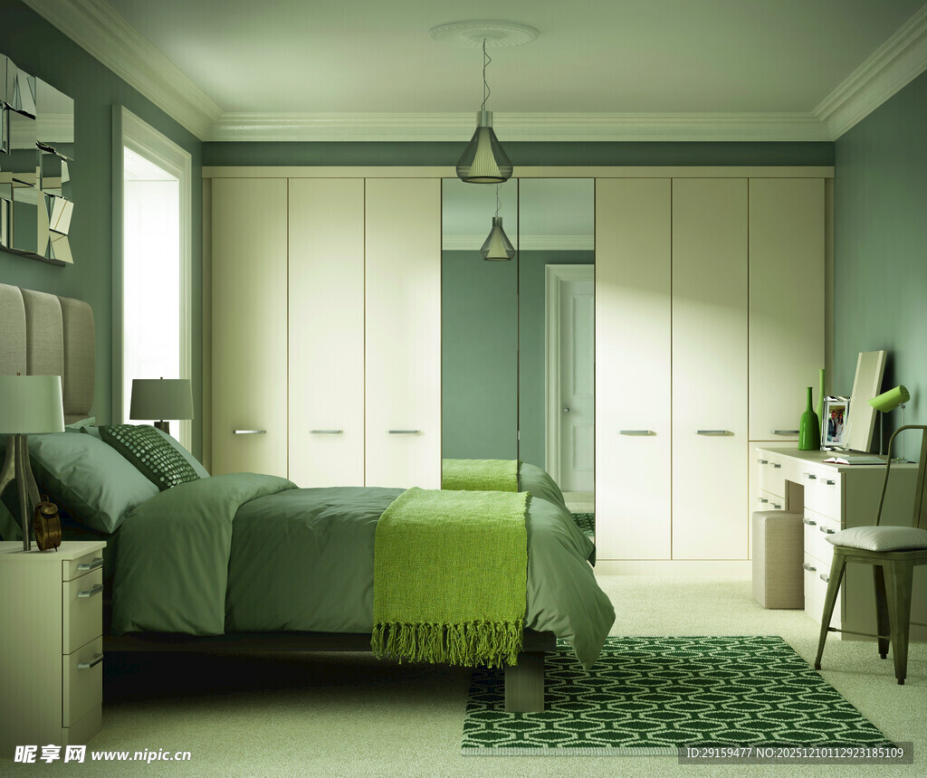 简约清新风卧室室内场景