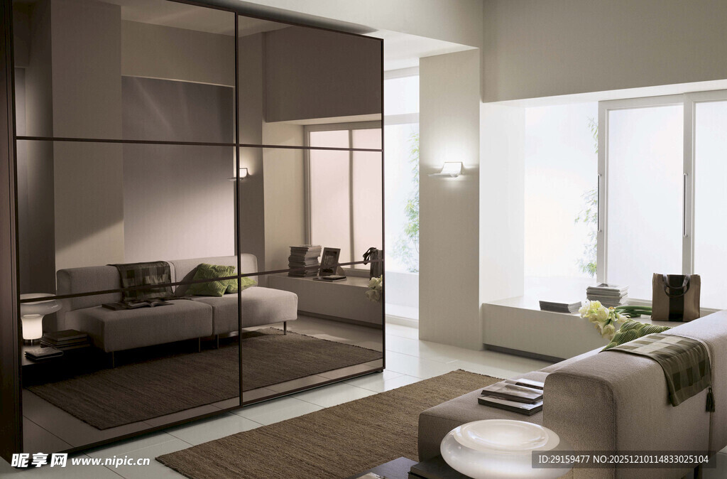 现代简约风格卧室与客厅