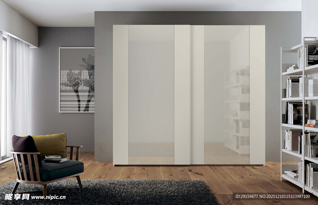 现代简约风格的衣柜书房空间