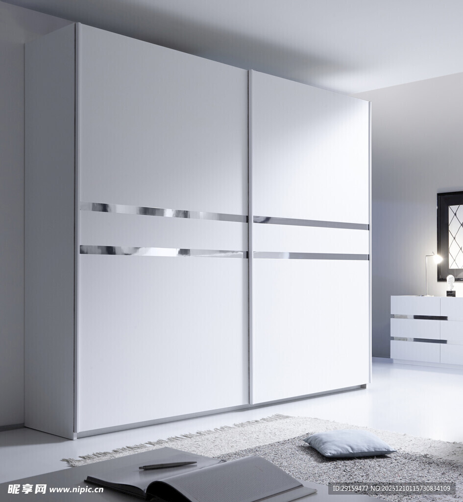 简约现代白色衣柜室内场景