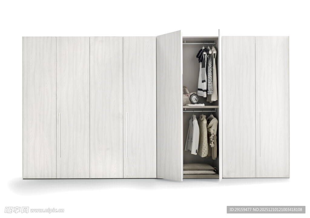 简约白色衣柜展示内部结构