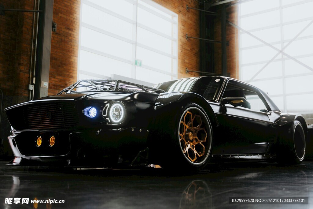 炫酷黑色跑车室内展示