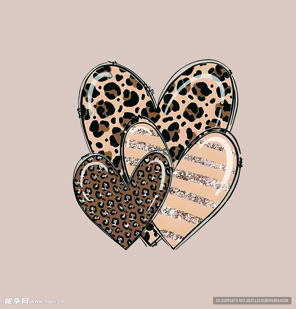豹纹爱心装饰饰品
