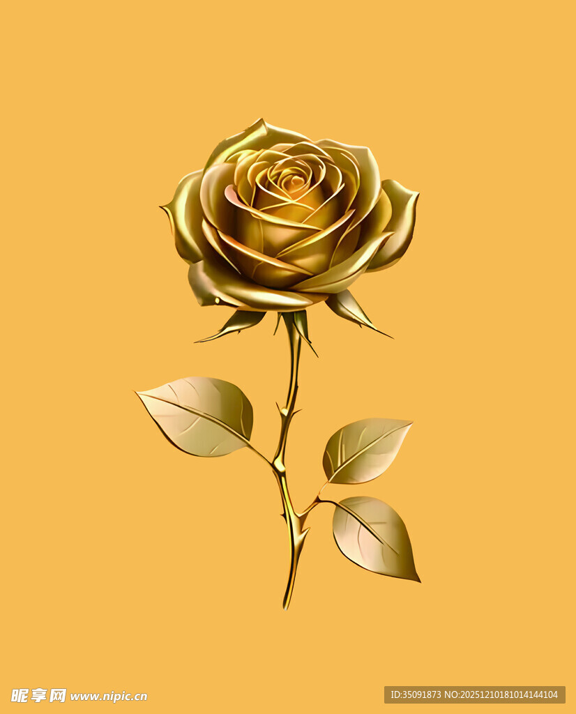 金色玫瑰插画
