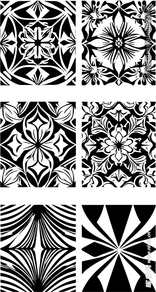 黑白几何抽象艺术图案