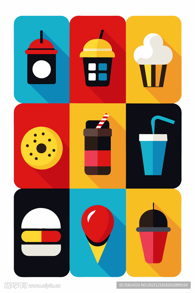 多彩美食图标集合