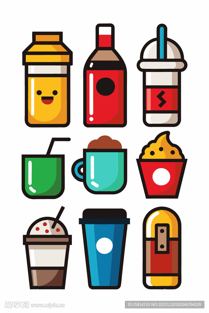 多样饮品与小吃图标