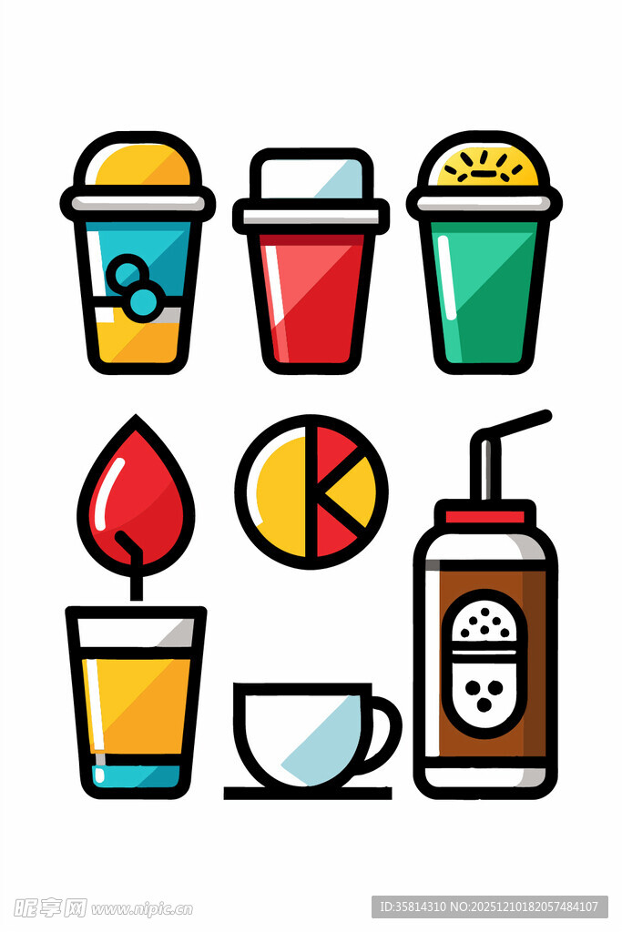 多彩饮品图标集合