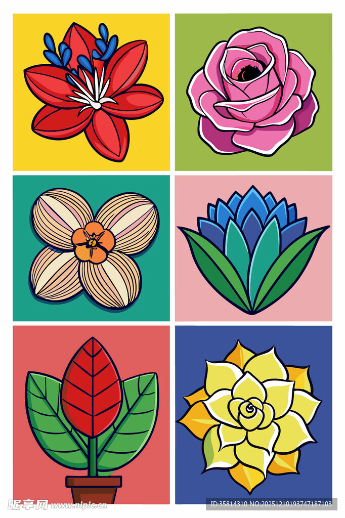 多彩花卉植物图案集合