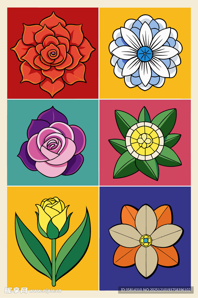 多彩花卉图案组合