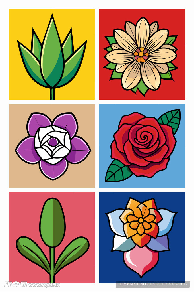 多彩花卉图案设计元素