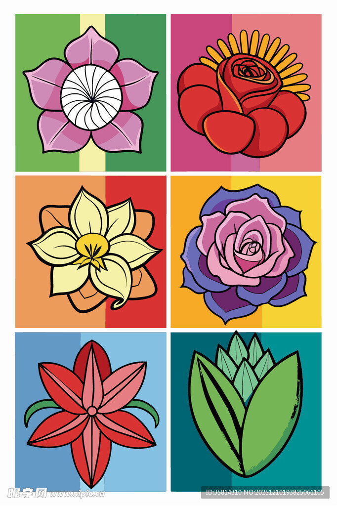 多彩花卉图案集合