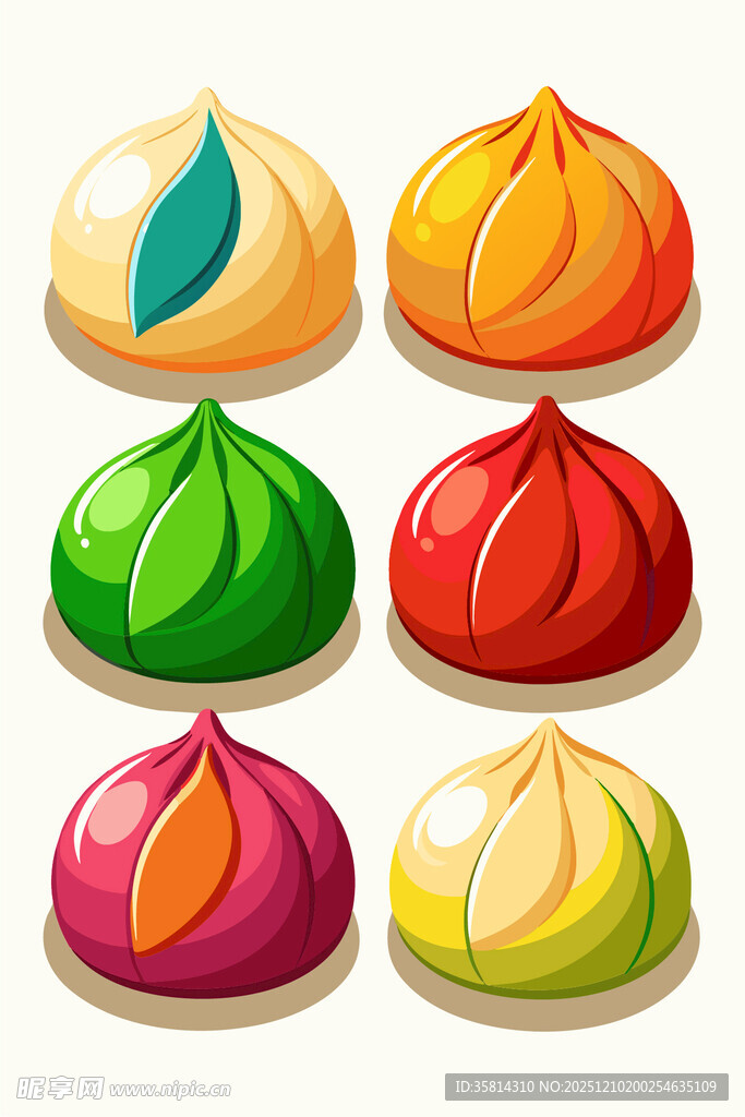 多彩美味的卡通风格包子