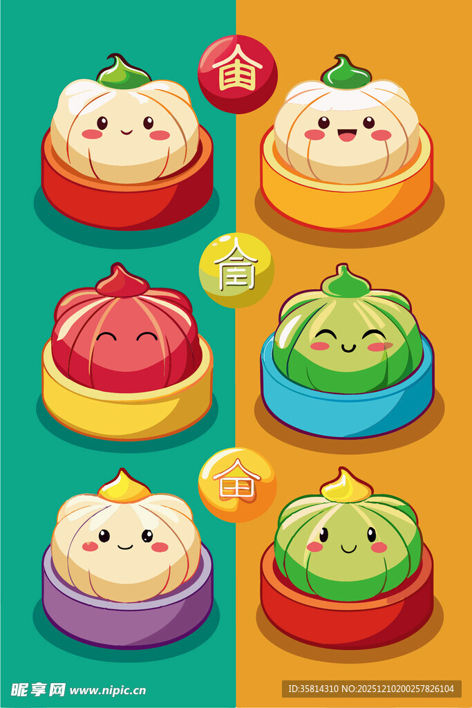 可爱卡通包子插画