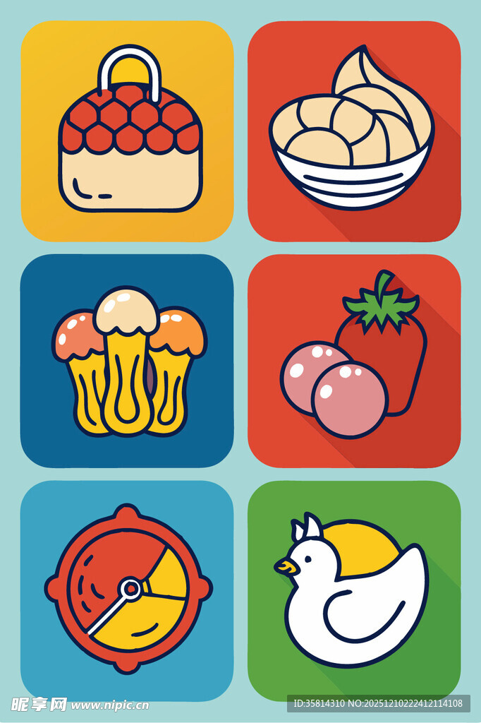 多彩生鲜图标集合