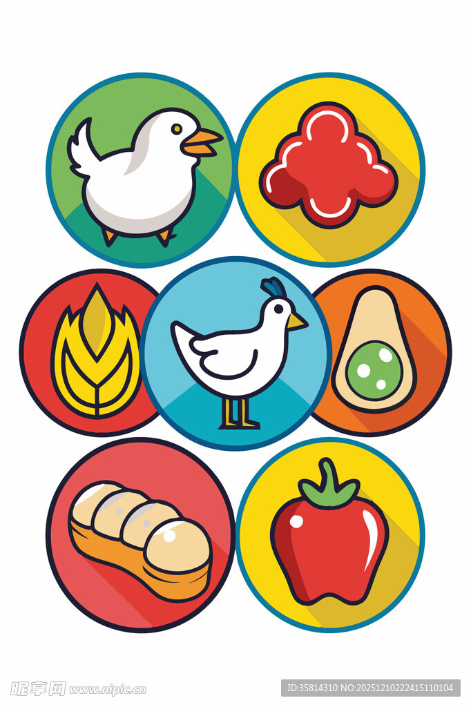 多彩食物图标集合