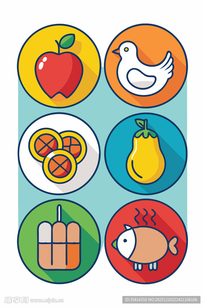 多彩食物图标集合