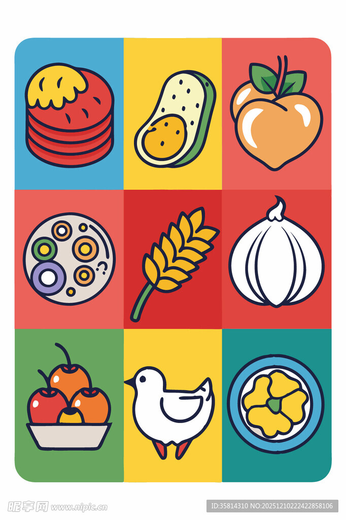 多彩美食拼图展示多样食材