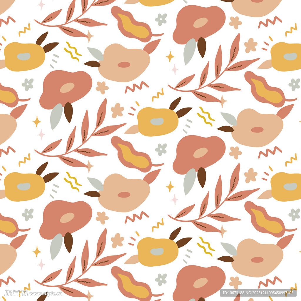 花卉小鸟图案的清新背景图