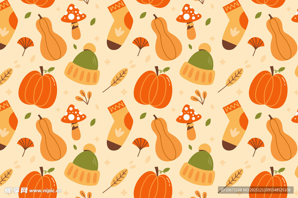 秋季元素无缝图案背景