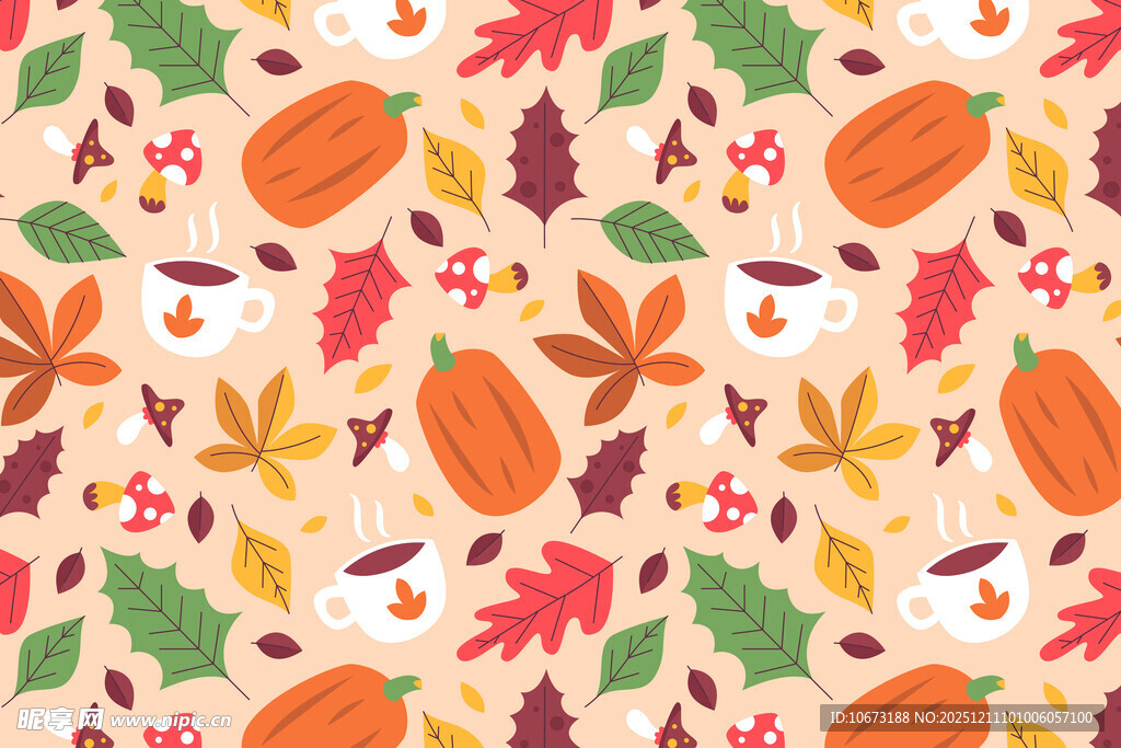 秋季南瓜枫叶图案背景