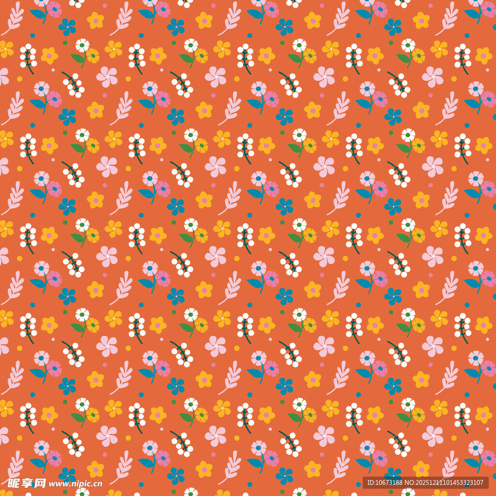 橙色底多彩图案无缝背景