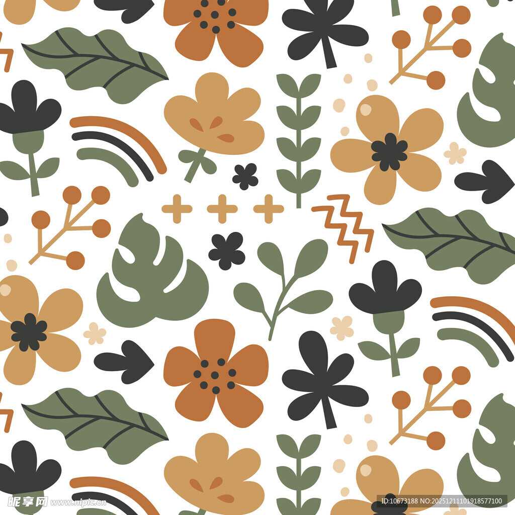 手绘花卉植物图案背景