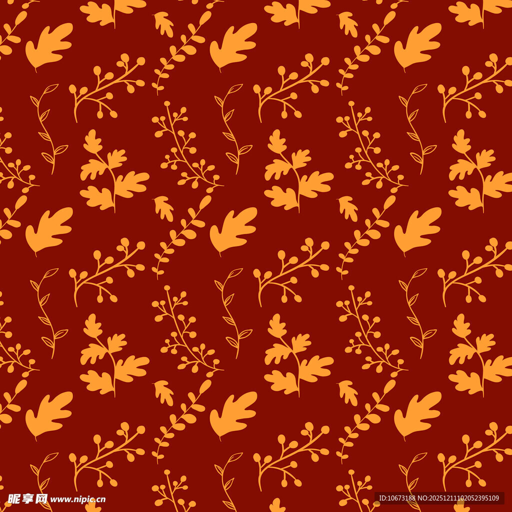 复古风红色花卉植物图案