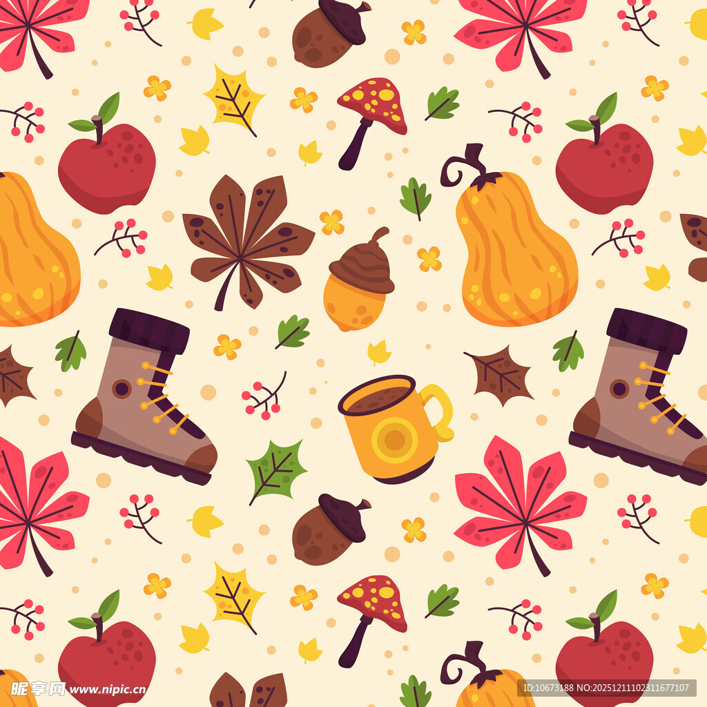 秋季元素无缝图案背景