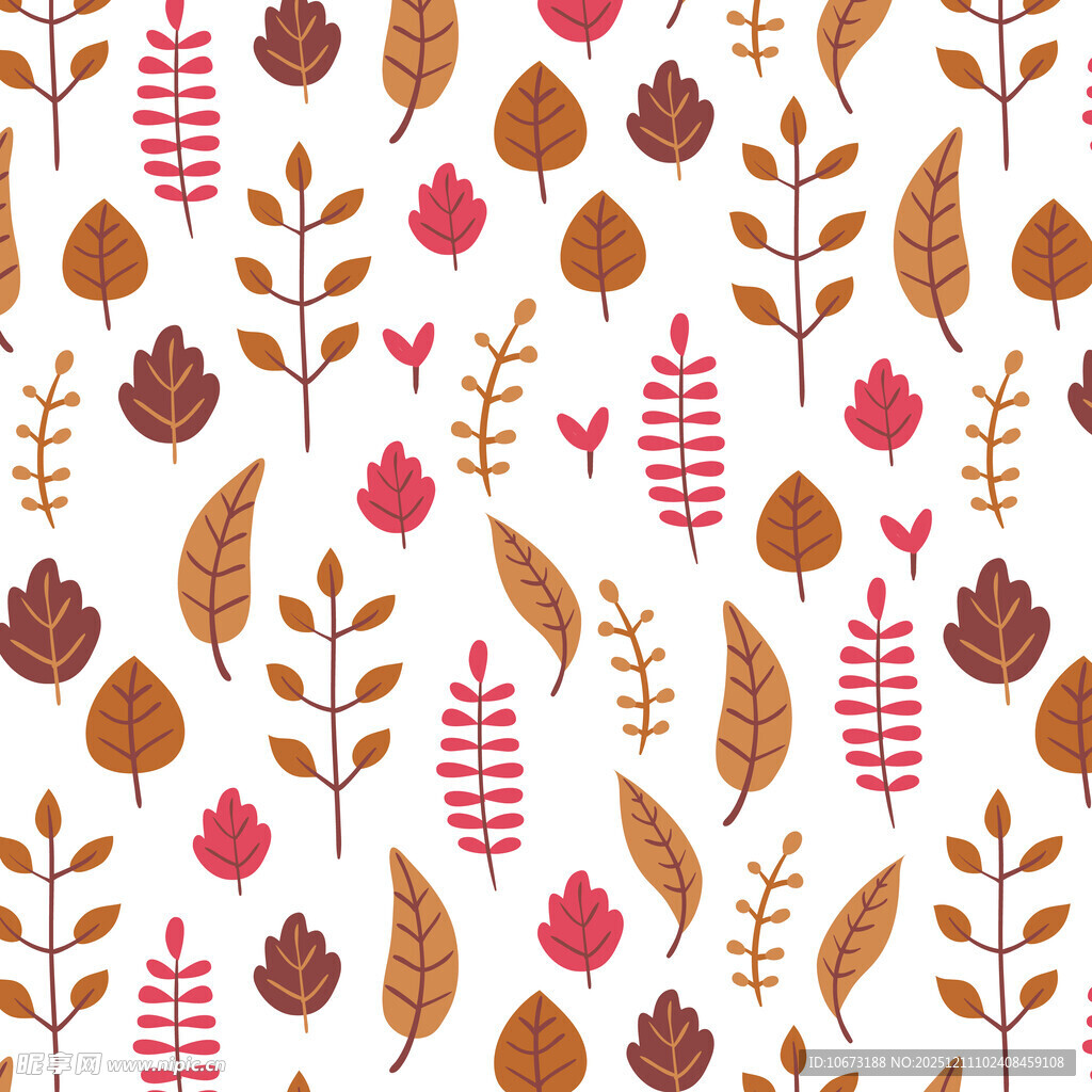秋季植物元素无缝图案