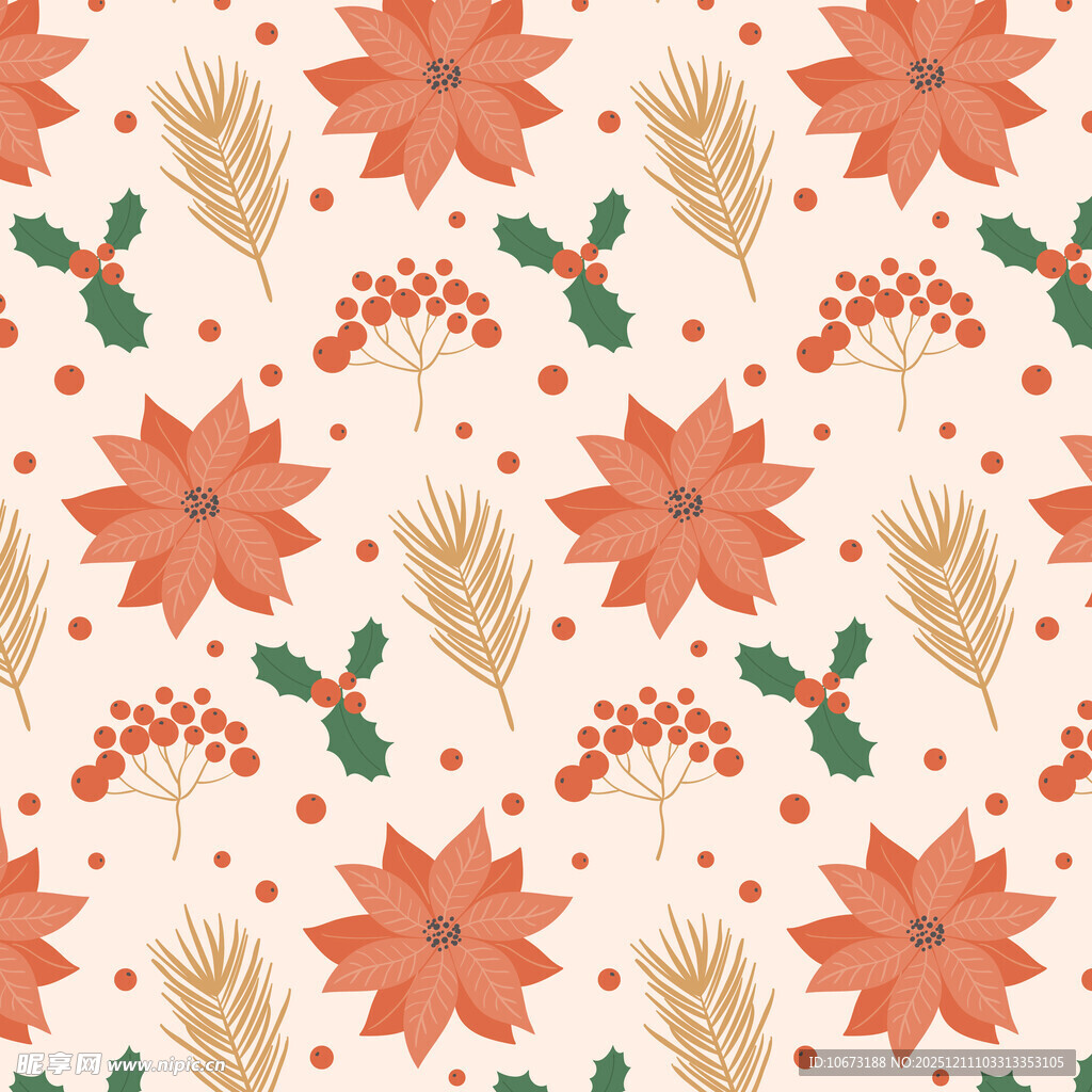 圣诞花卉图案背景纹理