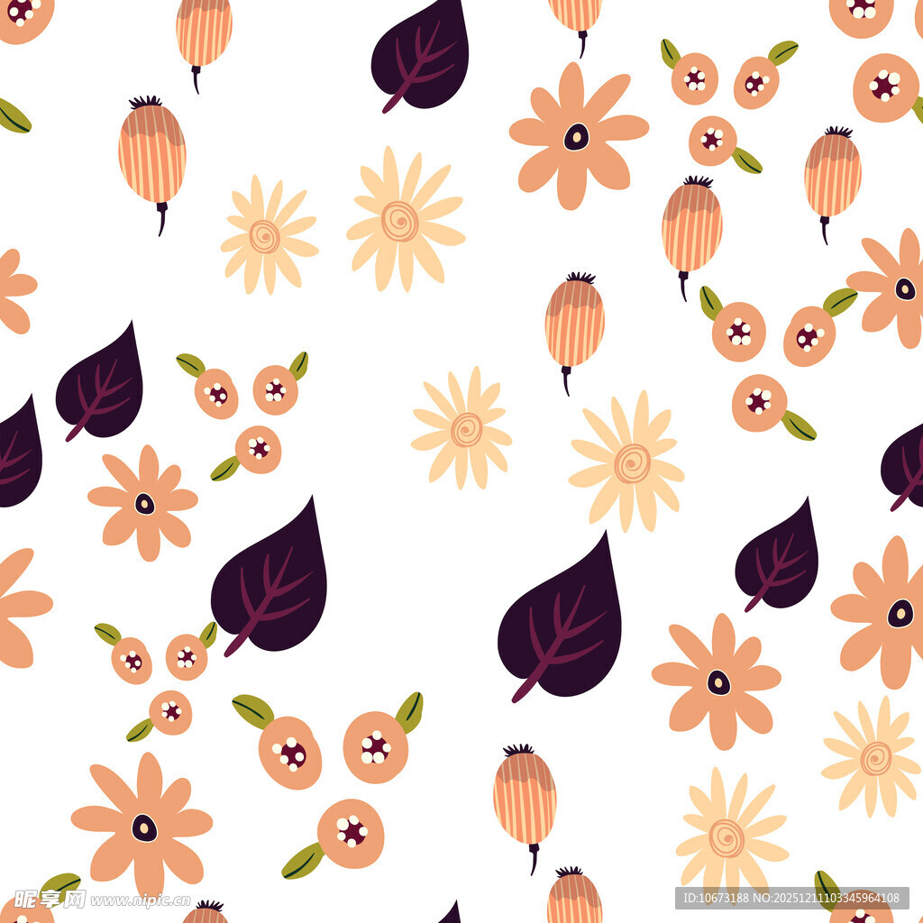 花卉树叶图案的清新背景