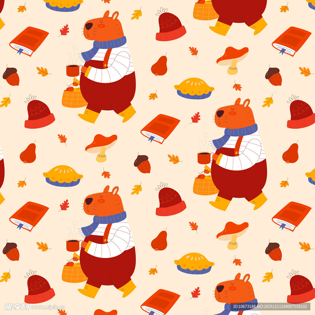 卡通风格感恩节元素图案